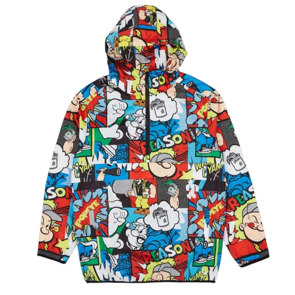 Popeye Half-Zip Allover Comic Print Anorak